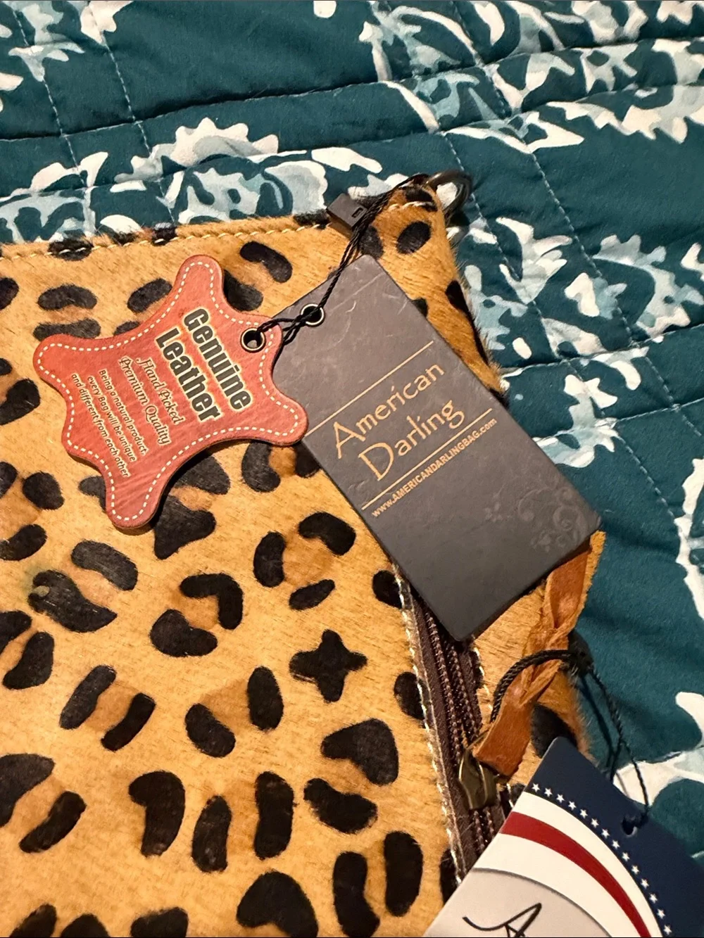 American Darling Leopard Print Fur on Crossbody Tote - Tan and Black
